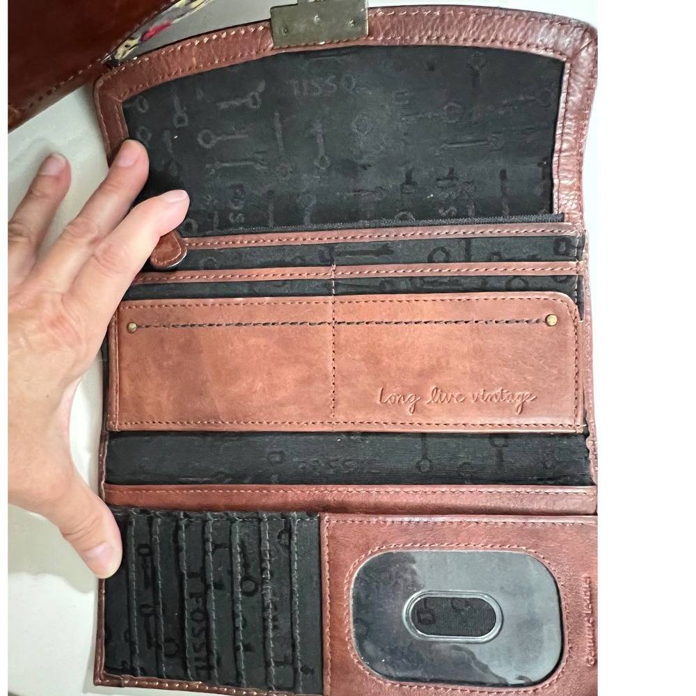 Fossil Vintage Reissue Weekender Leather Satchel Set w/ Matching Wallet Key - Picture 10 of 14
